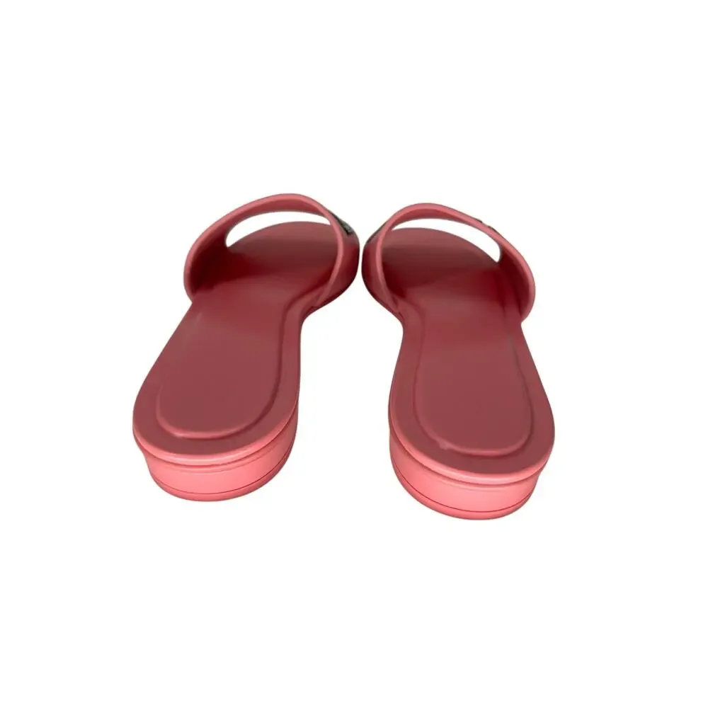 Chanel Calfskin Patent Calfskin Logo Slide Mules Pink Women's Size 37 NWOB